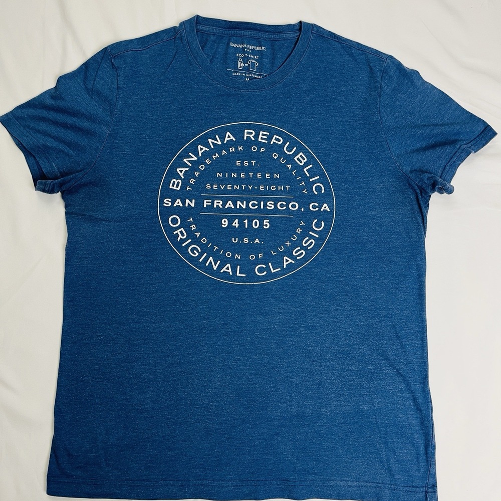 Banana Republic Mens M Blue San Francisco Graphic T-Shirt Eco Tee